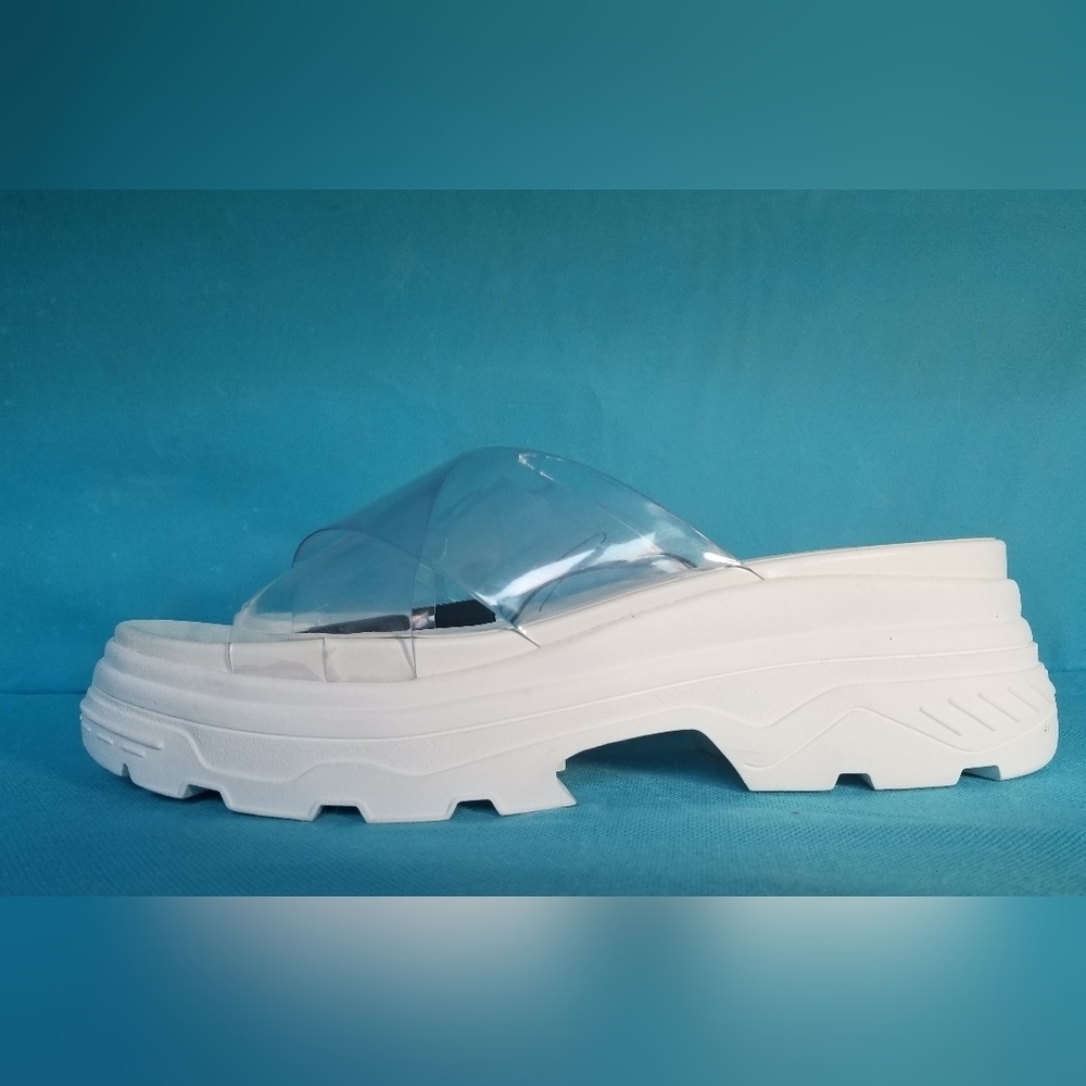 New Clear crisscross chunky mules sandals